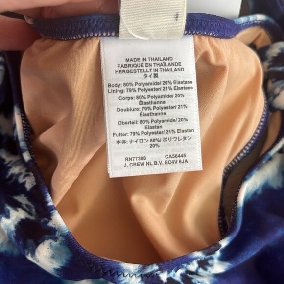 J Crew Crewcuts Swimsuit‎ Size 14 Blue White Tie Shoulder Bikini Top - Picture 6 of 6